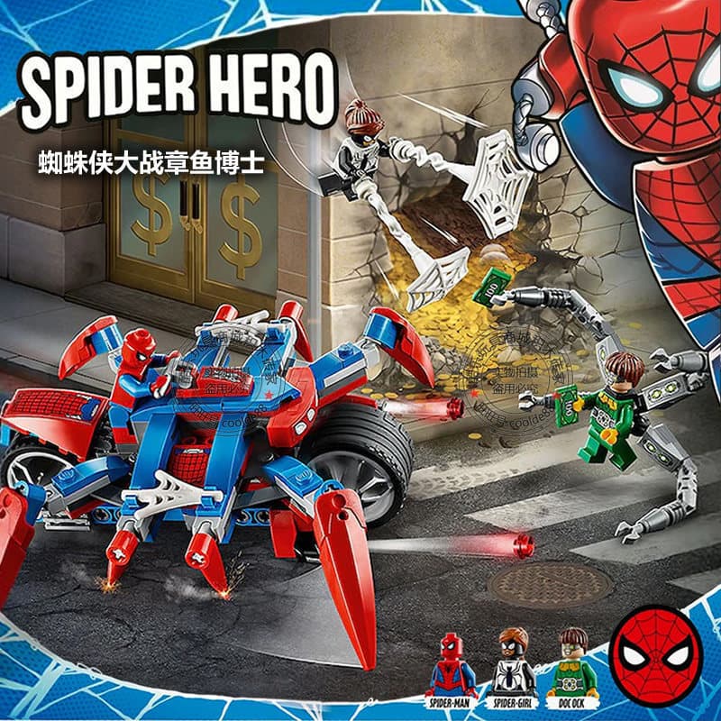 76148 Blocos de LEGO 700PCS Homem-Aranha vs Doutor Octopus Brinquedo Educativo de Montar para Meninos