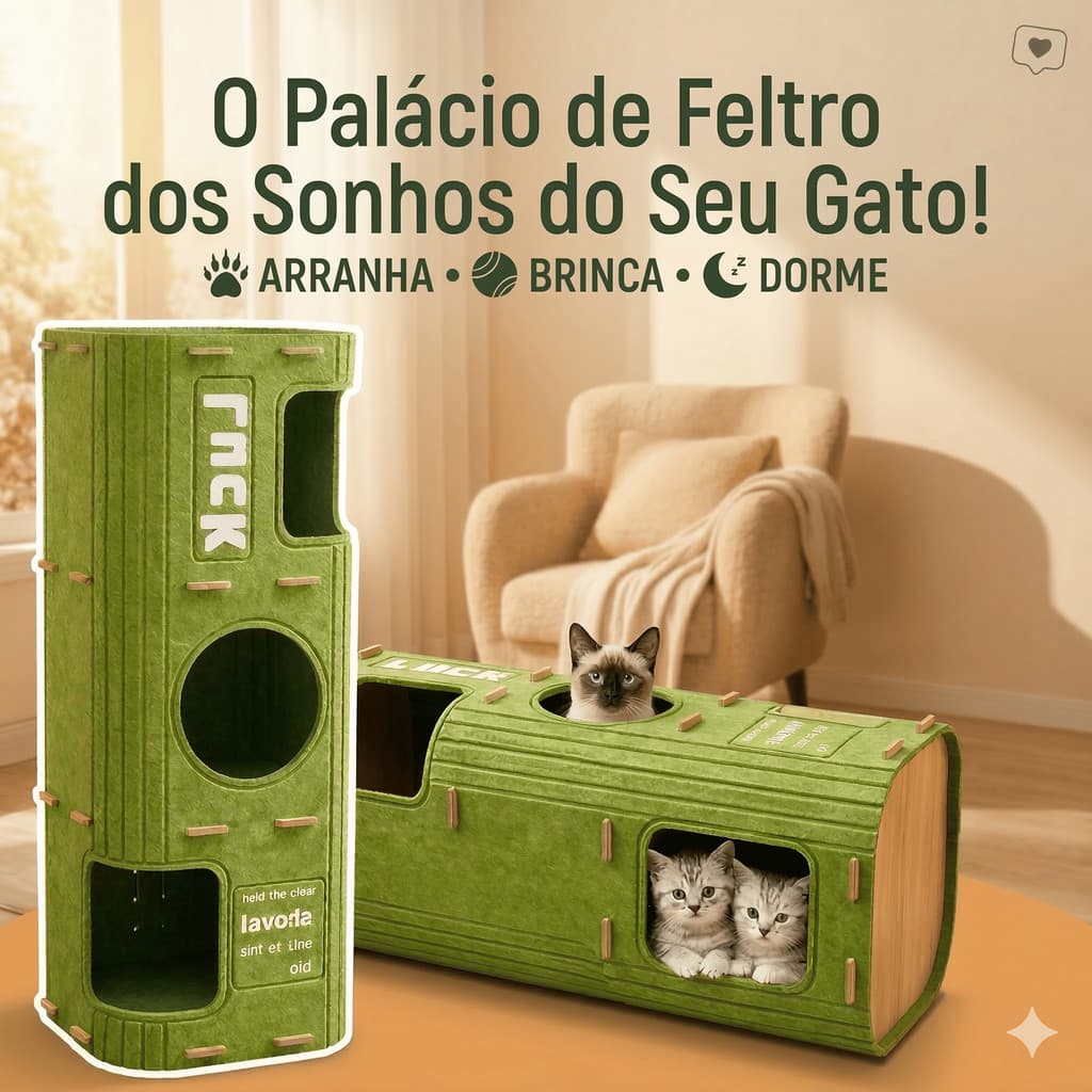 Torre Playground Arranhador Para Gatos Em Feltro Castelo Toca Esconderijo Protetor De Sofá