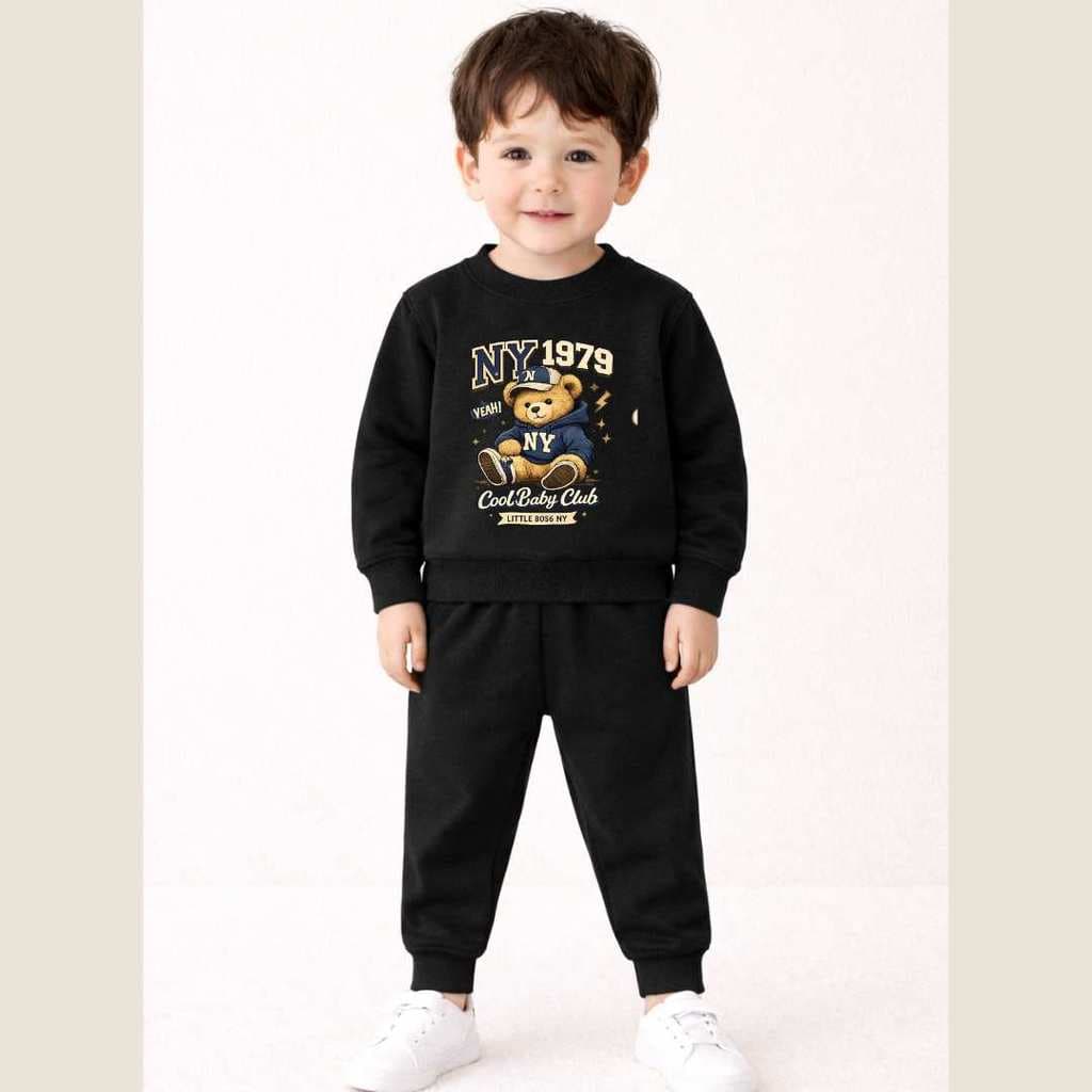 Conjunto Blusa Calça Conjunto Moletom Infantil Inverno Quentinho Urso New York Confortável