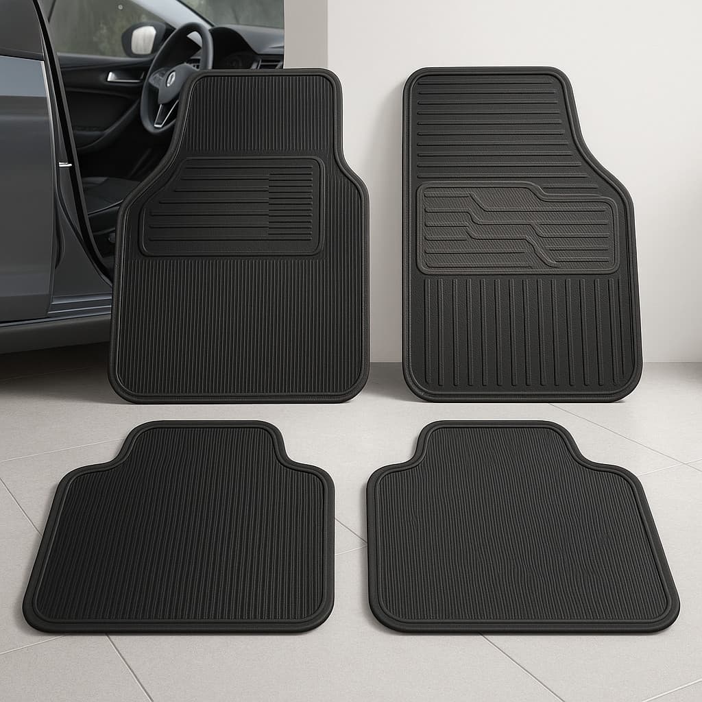 Kit 4 Tapetes Automotivos de Borracha Universal Antiderrapante Lavável