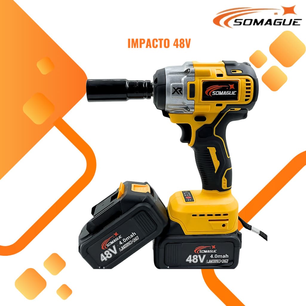 Parafusadeira Furadeira e Chave De Impacto Sem Fio 48v 2 Baterias Bivolt