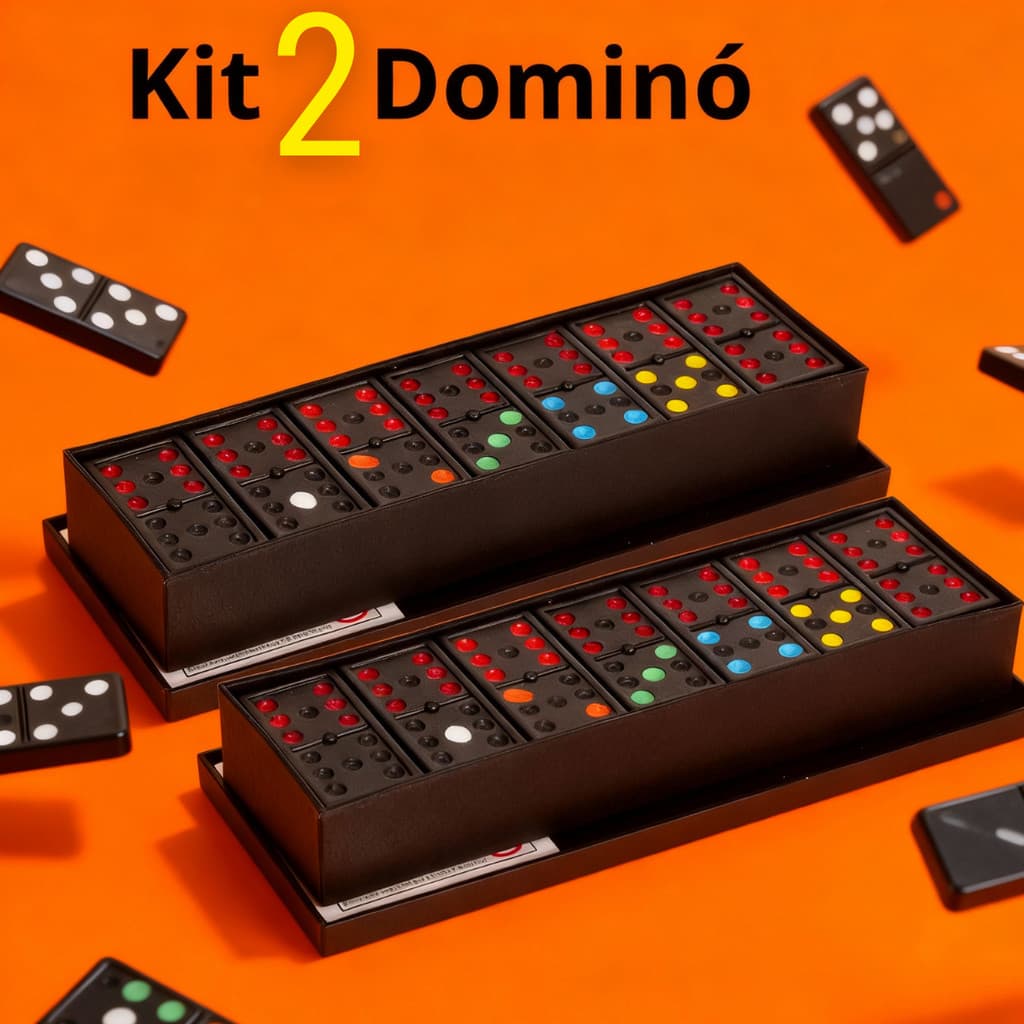 Kit 2 Jogo Dominó Plástico C/ Estojo 28 Peças Jogo de Mesa Tabuleiro Estratégia Para Família Amigos