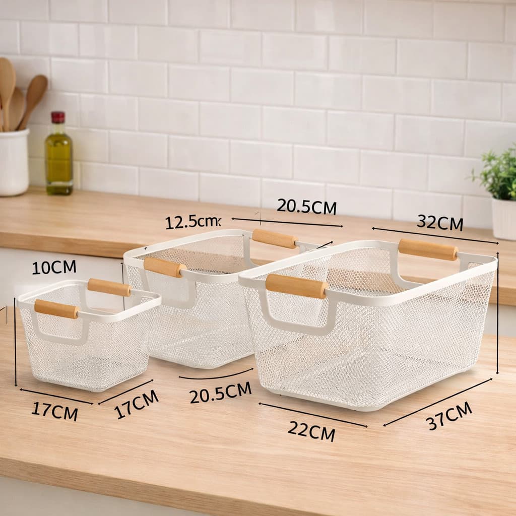 Kit 3 Cestos Organizadores Multiuso Multifuncionais Banheiro Cozinha Quarto