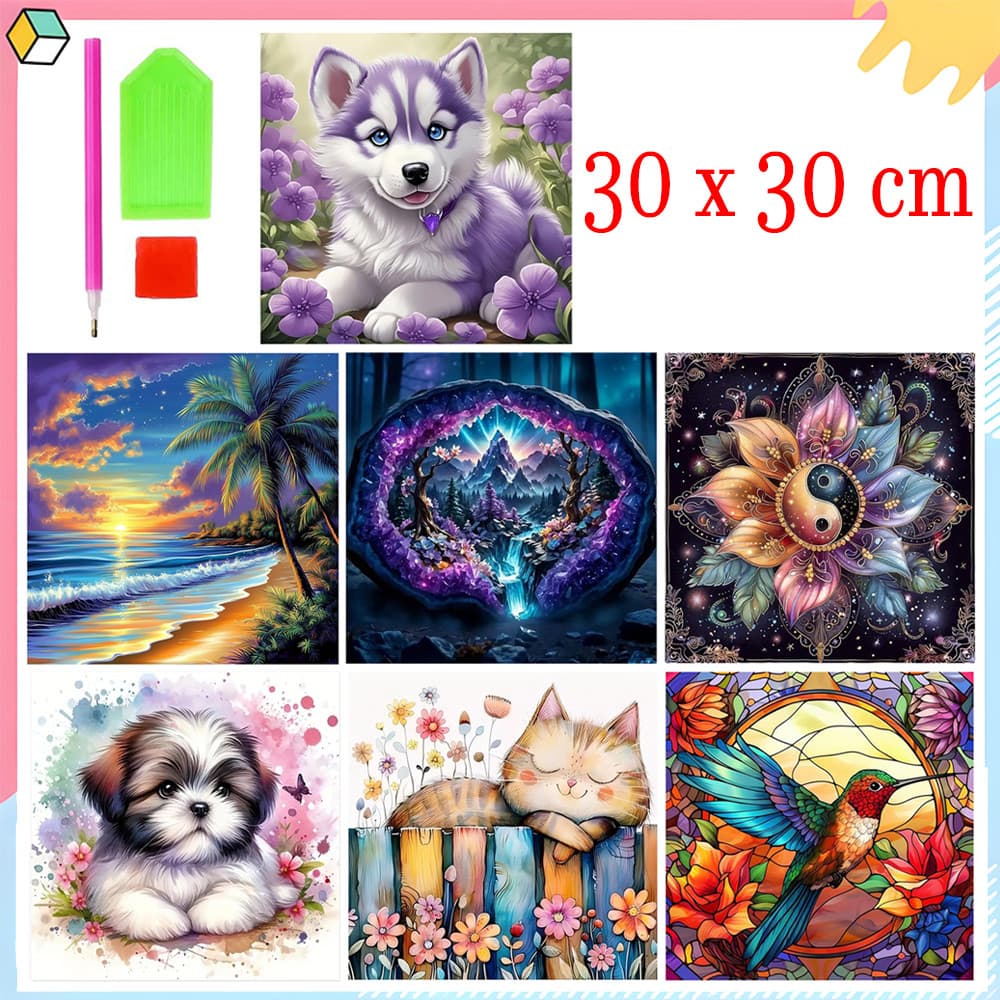 30 x 30 cm, Pintura artística de diamante 5D, pintura de diamante DIY para adultos iniciantes, para decoração de parede