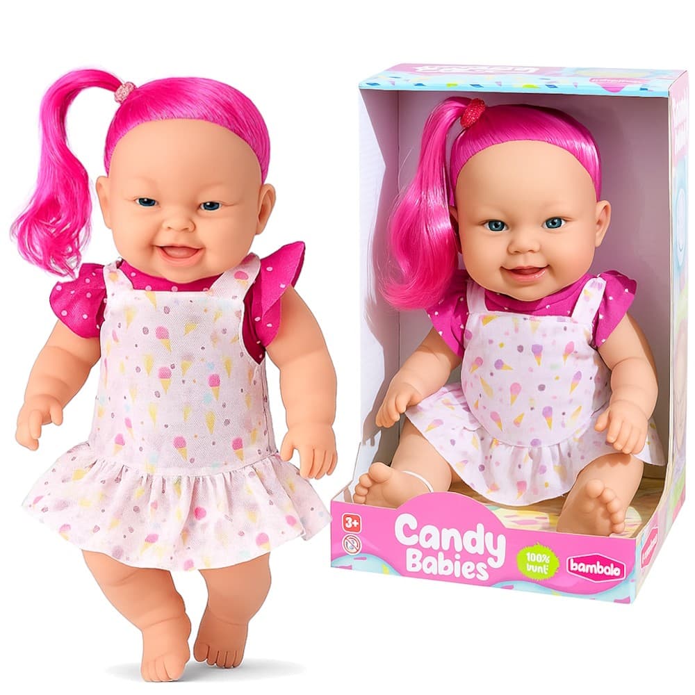 Boneca Bebê Candy Babies Tema Doces Sorvete em Vinil 33cm Articulada Bambola