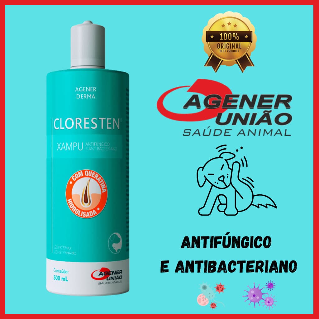 Shampoo CLORESTEN Agener União para Cães e Gatos - Original