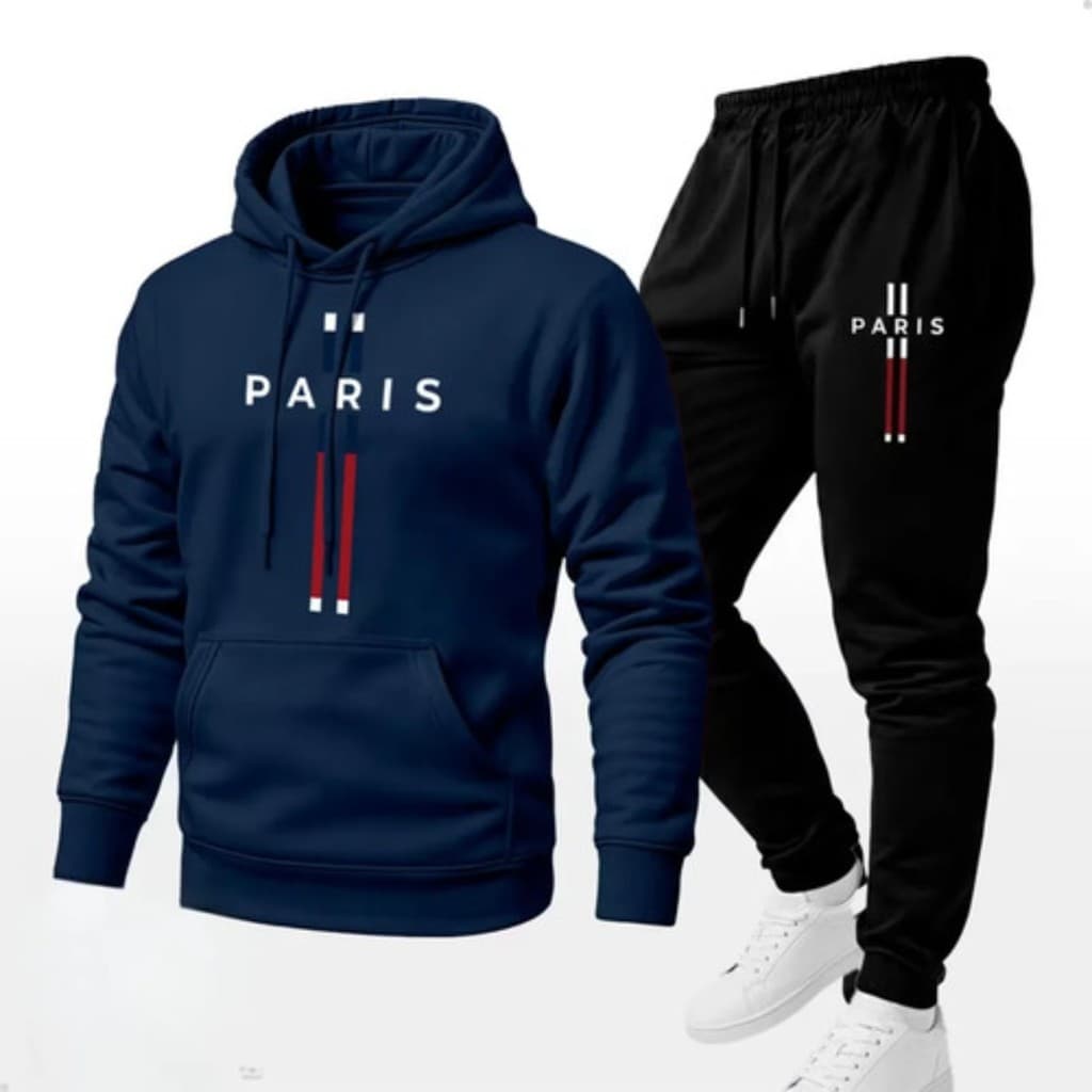 Kit Conjunto Moletom Canguru Paris Cruz Blusa+calça ABRIGO DE FRIO MASCULINO