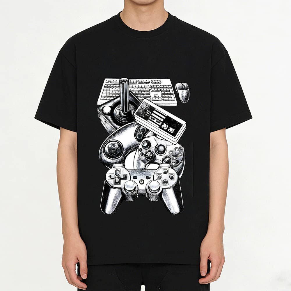 2026 Camiseta Estampa Controle De Videogame Teclado Mouse T-shirt Unissex Streetwear Envio Imediato