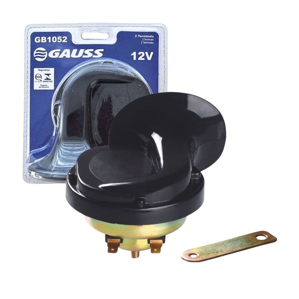 Buzina Caracol Carro Moto Van Ônibus Universal 12v 2 Conectores Som Alto Gauss GB1052