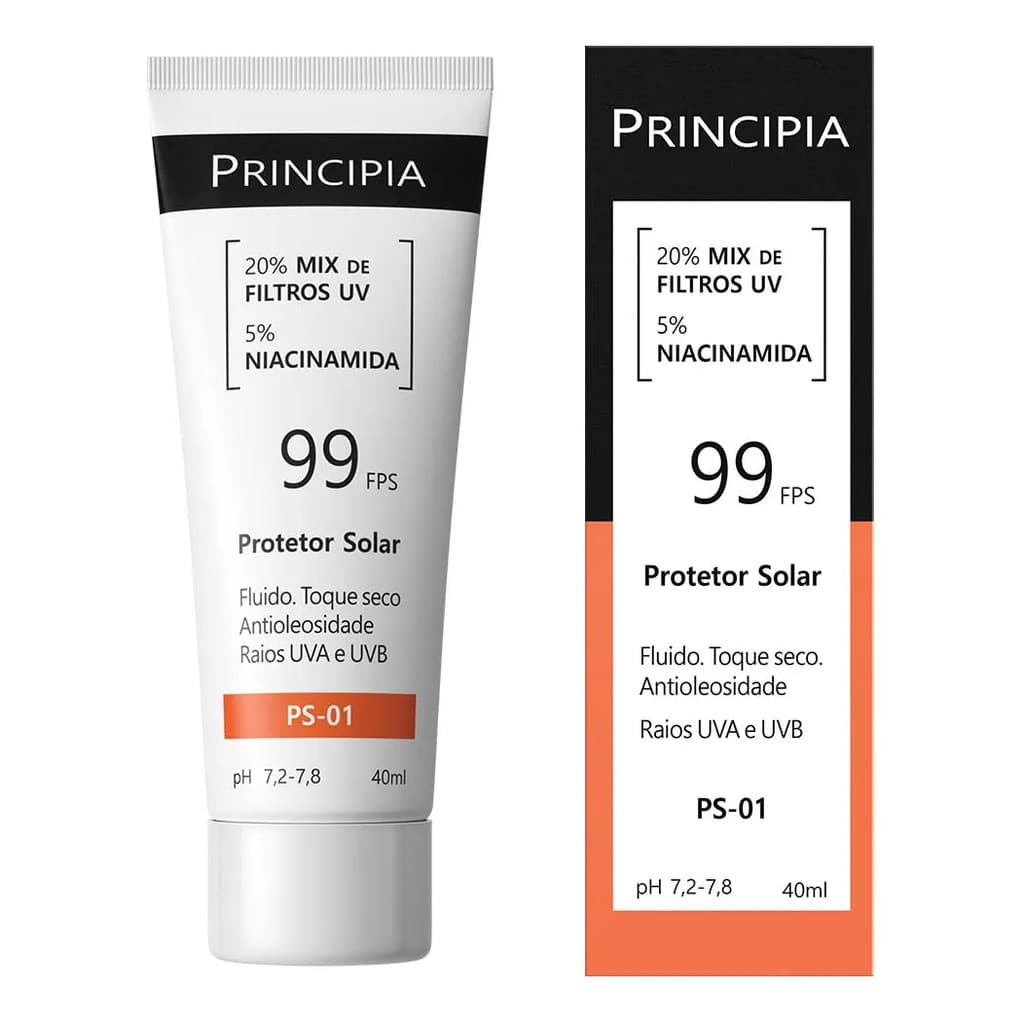 Protetor Solar Principia Ps-01 Fps 99 Niacinamida 40ml - E.V Toque Seco Alta Proteção Controle