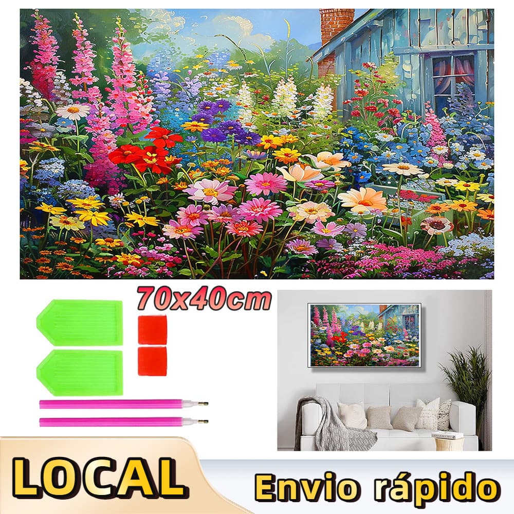 Kit Completo de Pintura de Diamante 5D Quadrada 70x40cm, Arte Terapêutica Anti-Stress,Flores silvestres