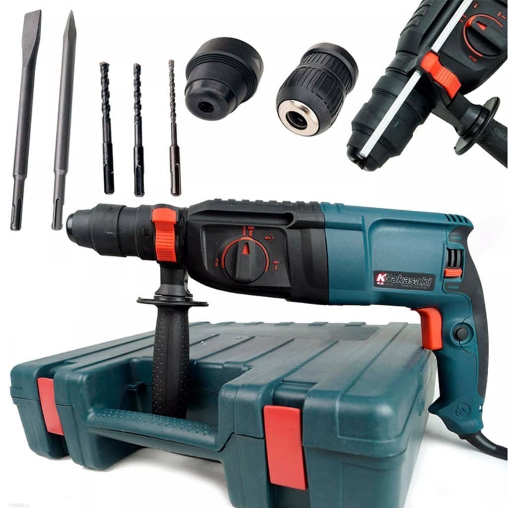 Martelete Rotativo Profissional 1200W com Função Rompedor e Kit Completo 12 Peças + Maleta