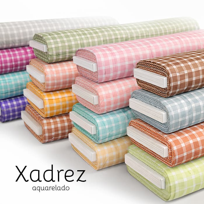 Tecido Tricoline Digital Estampas Xadrez Aquarelados Costura Artesanato Patchwork Infantil Pano