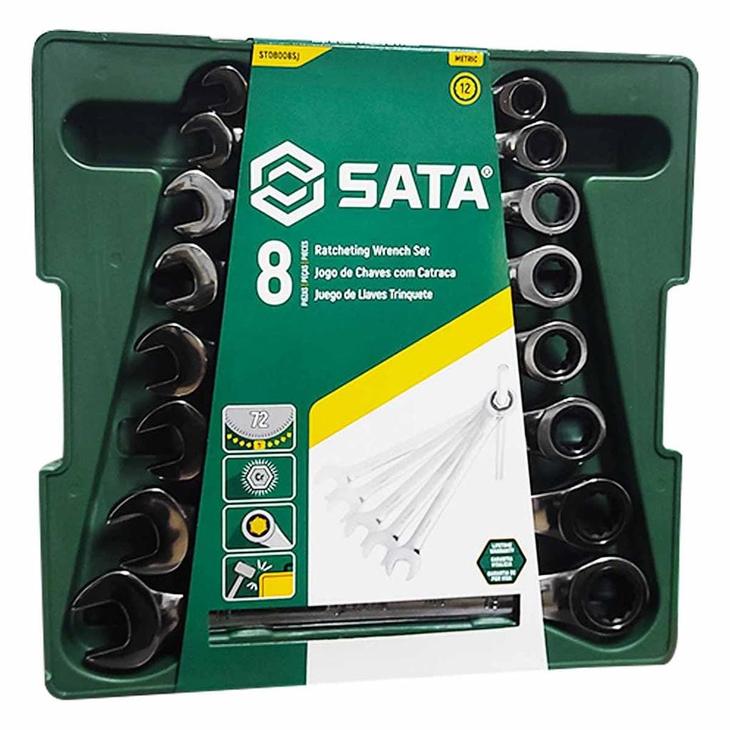 Jogo Chave Combinada Catraca 08Pçs  08 a 19mm SATA ST08008SJ