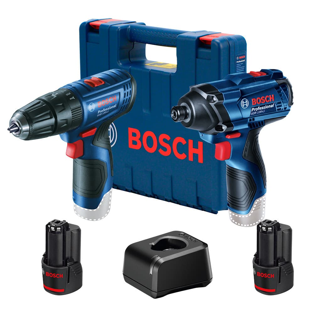 06019G81E3 COMBO KIT  PARAFUSADEIRA  /FURADEIRA 3/8 GSB120LI + PARAFUSADEIRA DE IMPACTO 1/4 GDR120LI COM 2 BATERIA 2.0AH