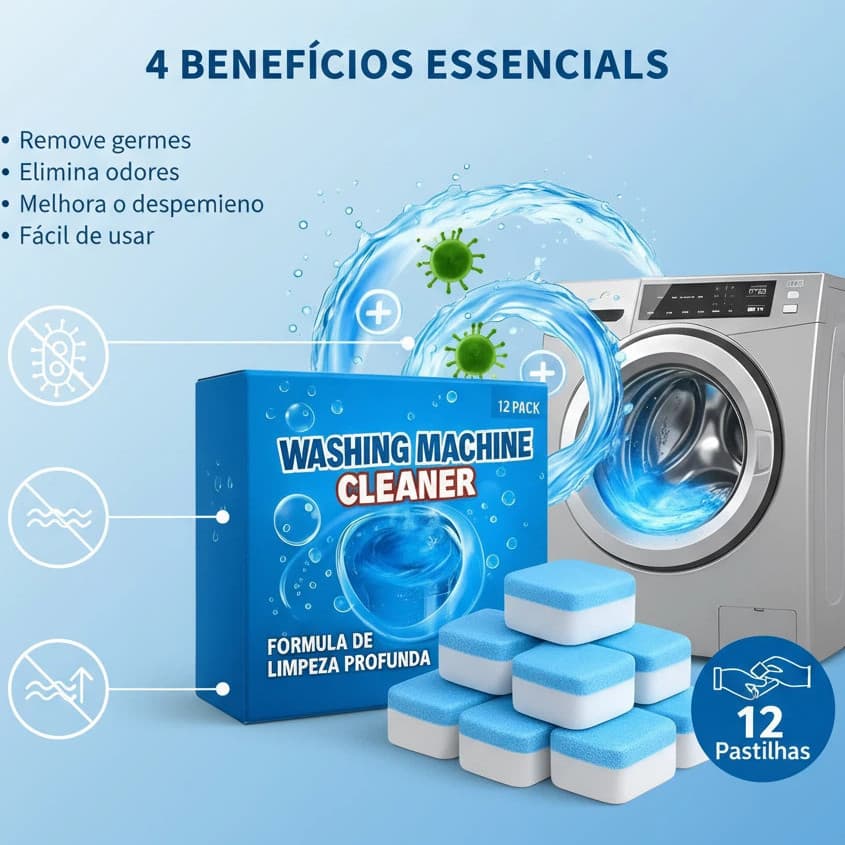 Pastilha Limpa Lavadora: Limpeza Profunda, Remove Manchas e Bactérias  Fácil e Rápido--Mwei Store