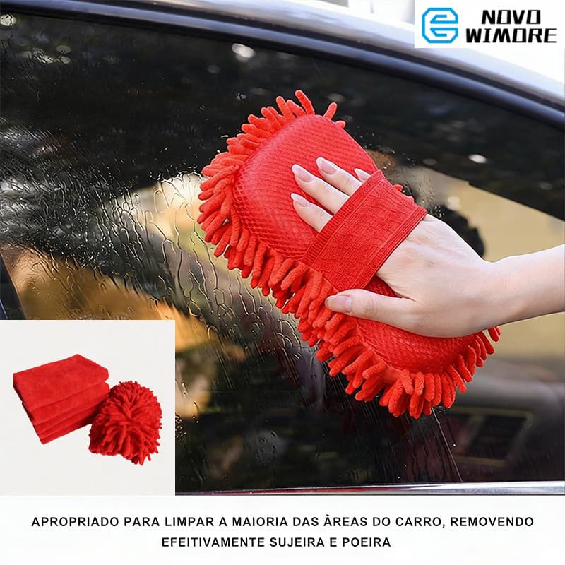 [HWC] Kit 6 Luva de Microfibra para Lavagem de Carro, Luvas de Limpeza Chenille Ultra Macia