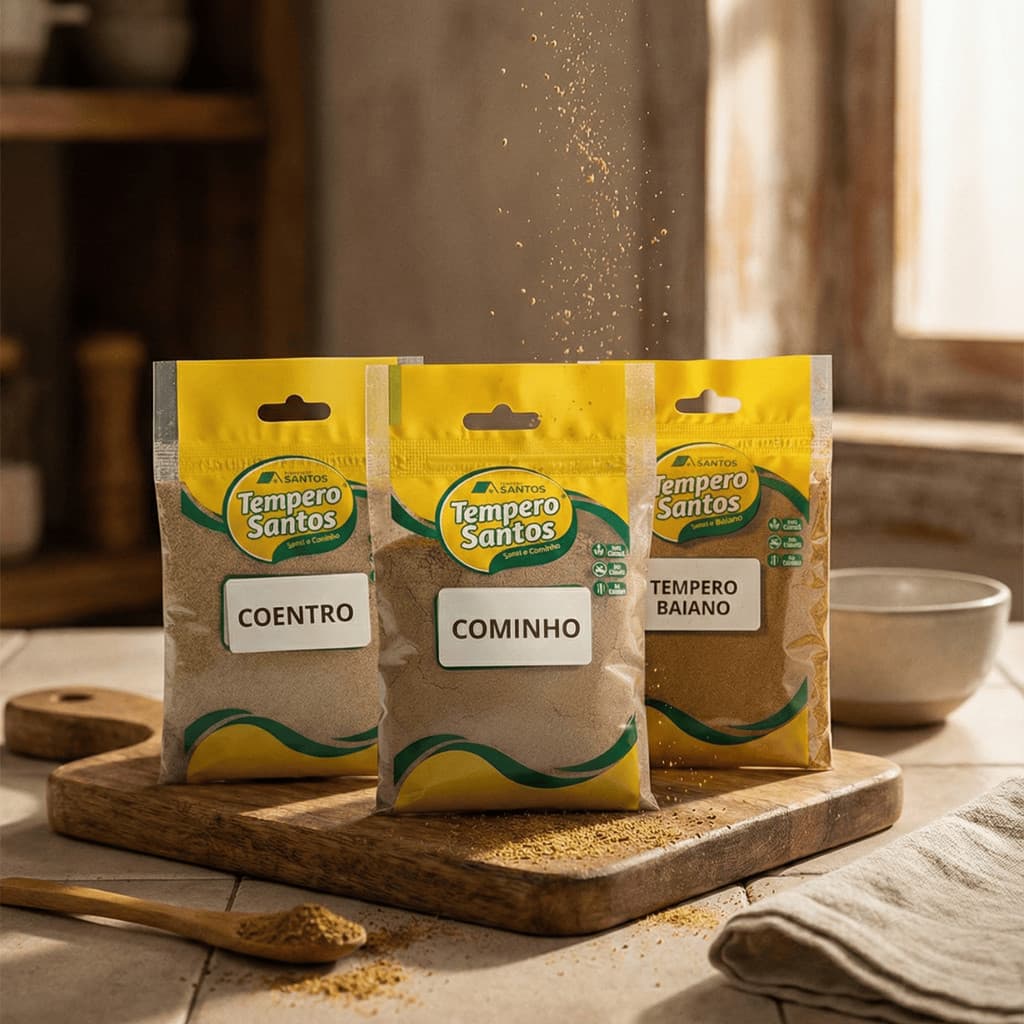 Kit Temperos Caseiros 3 Sabores - Tempero Baiano 50g / Coentro 50g / Cominho 50g – Tempero Santos