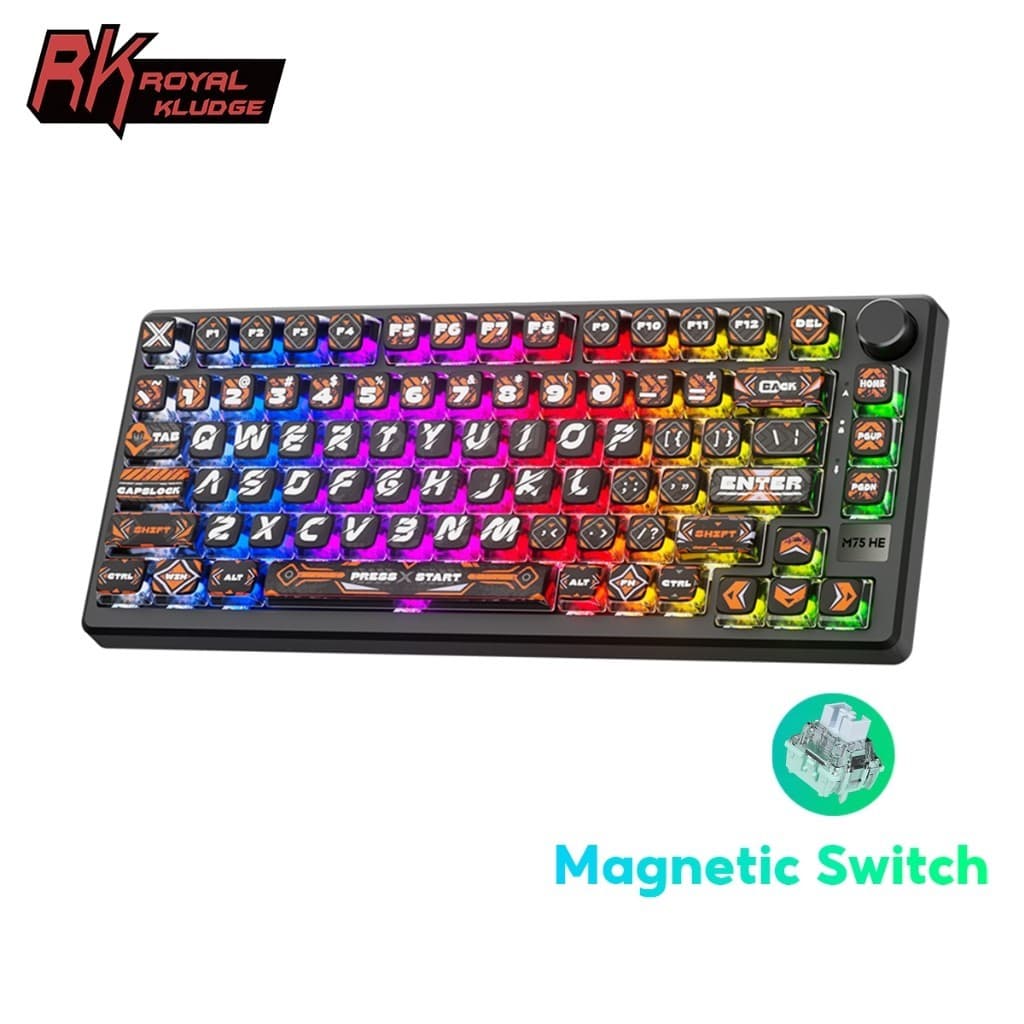 RK Royal Kludge RKM75 HE 8000Hz 8K Latência Ultrabaixa Com Teclado Mecânico Para Jogos Interruptor Magnético