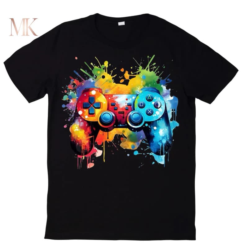 Camiseta Masculina Gamer Controle Colorido Unissex Camisa Casual VideoGame Estampa Nerd - Blusinha PS5 jogos Street