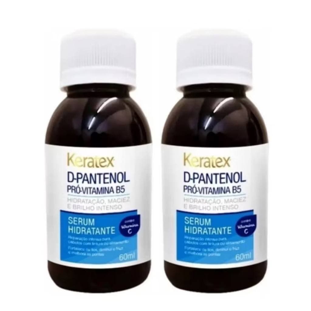Kit c/2 Keratex Serum Hidratante D-Pantenol e Pró Vitamina B5 liquido 60ml Contém Vitamina C