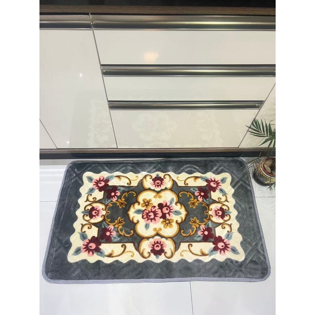 Tapete Sala Quarto FLoral 60x90cm Antiderrapante Ins Flannel Top Zg1 Original
