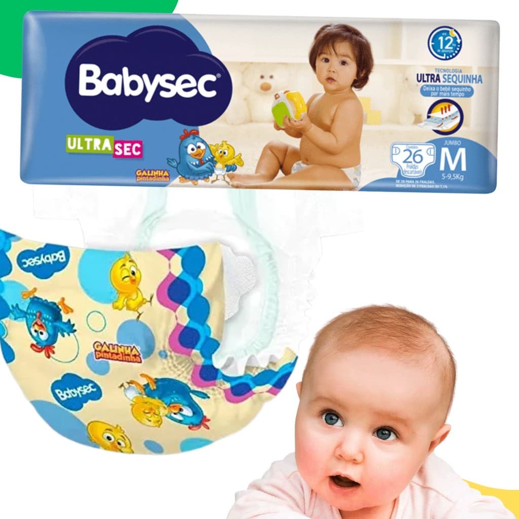 Fralda Descartável Infantil M 26und Jumbo Ultra Sec 5-9,5kg Babysec