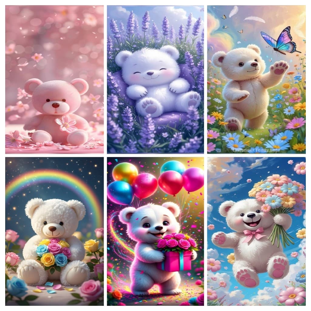 Um Conjunto De Kit De Pintura De Diamante Com Padrão De Urso Polar Na Lavanda , 5D DIY , Em Tela De Mosaico , Artesanato