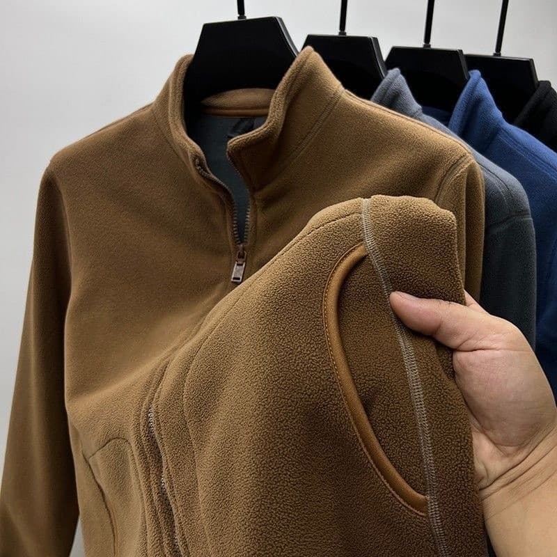 Outono inverno velo jaqueta de lã masculina jaqueta de lã forro interno dupla face forro de lã engrossado jaqueta quente