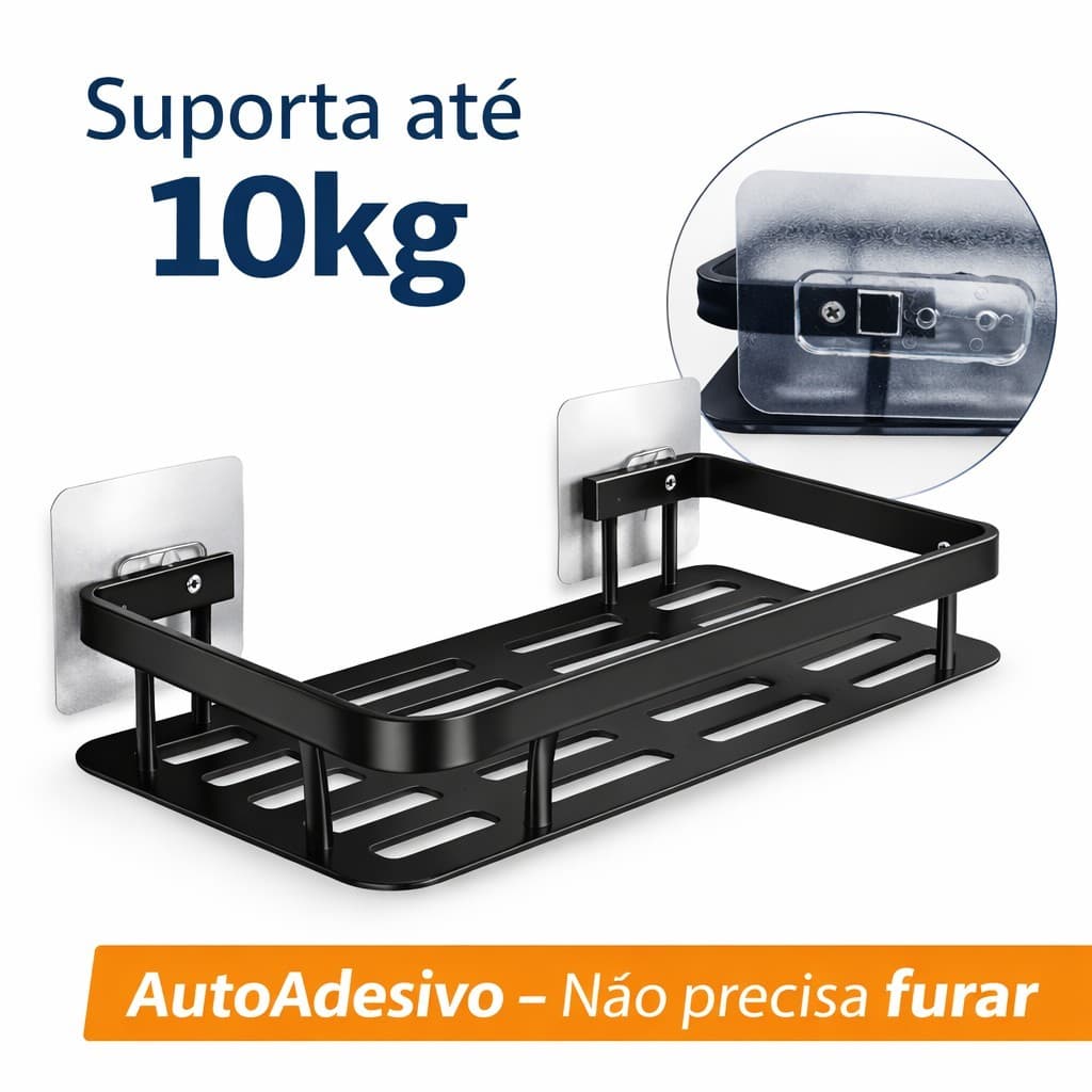 Prateleira Organizadora Multiuso Suporte Autoadesivo Sem Furo Para Cozinha Banheiro 