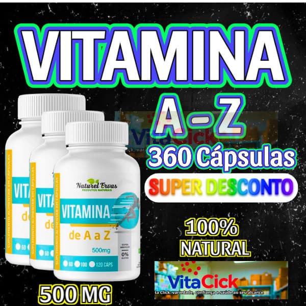 Vitamina de A a Z em Cápsulas | Suplemento Diário com Vitaminas e Minerais | 500 mg