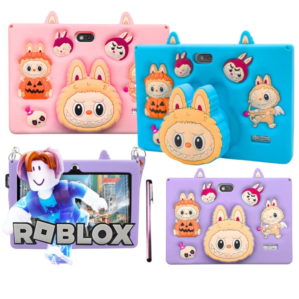 Tablet Labubu Android Infantil 128gb Memória 7' Polegadas 8gb Ram Wifi 5G Cores Variadas + Alça e Caneta