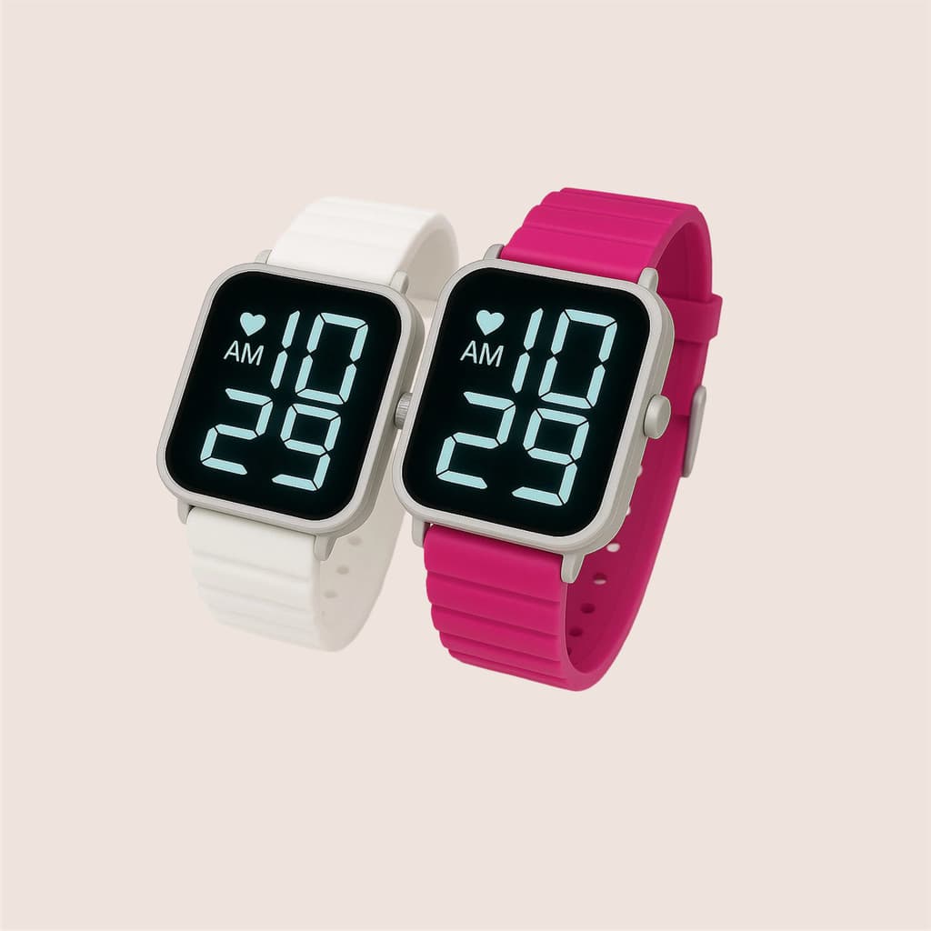 Kit 2 Relógios Esporte Led Á Prova D'agua Unissex Estilo Smartwatch
