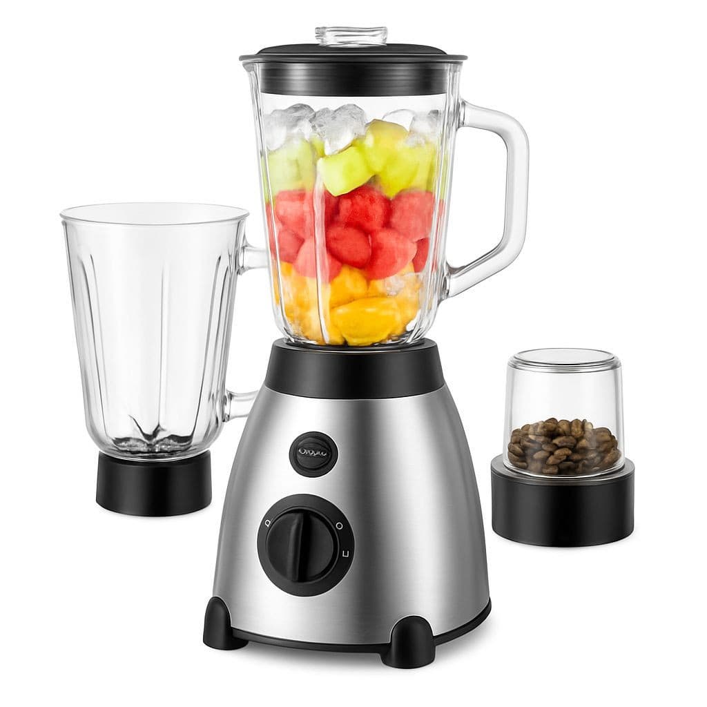 Liquidificador 2 em 1 Profissional Copo de Vidro 350w Potênte 127v Inox Sokany + Moedor