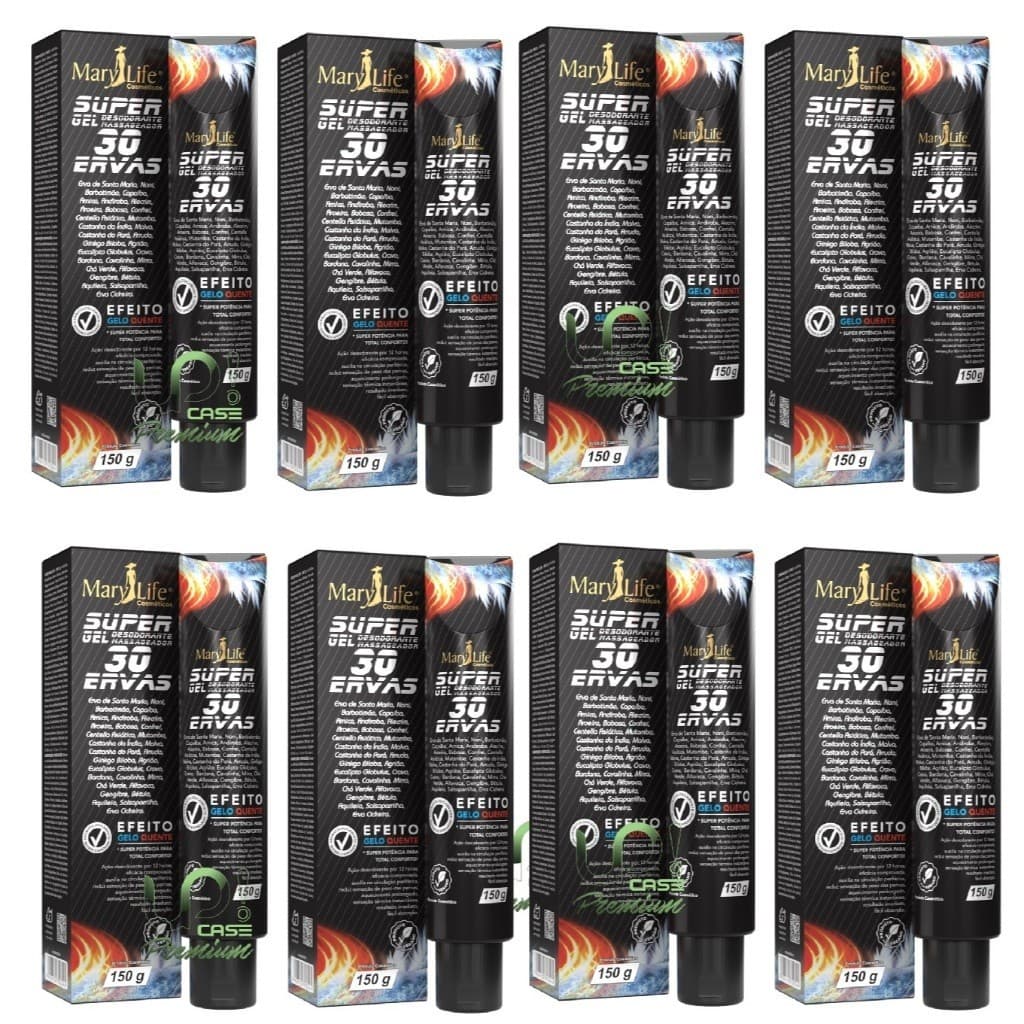 Kit 8x Pomada Super Gel 30 Ervas 150g - Mary Life