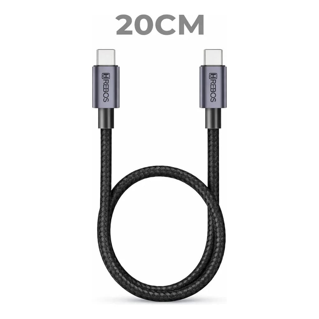 Cabo Usb-c 100w  H Rebos 20cm Carregamento Rápido Nylon