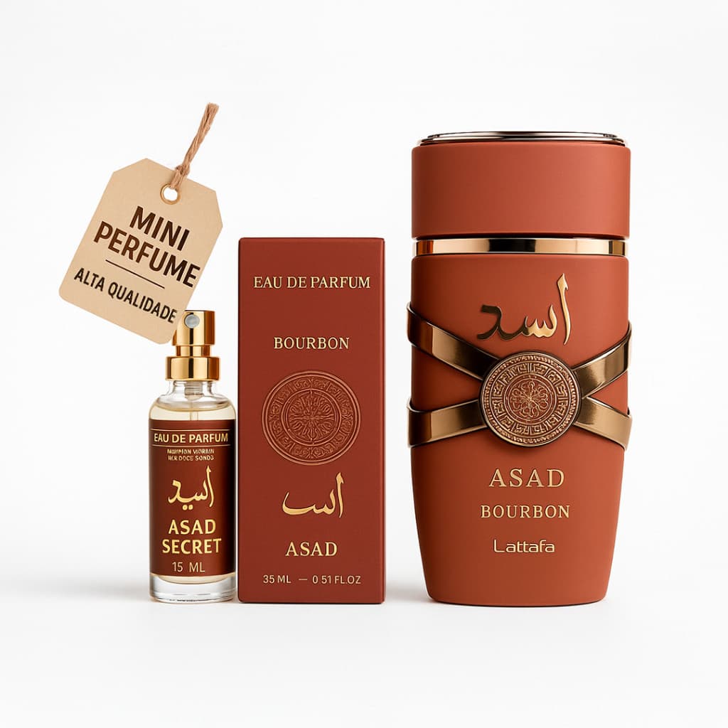 Perfume Asad Bourbon Lattafa 15ml | Masculino Importado | Intenso e Sofisticado | Alta Fixação
