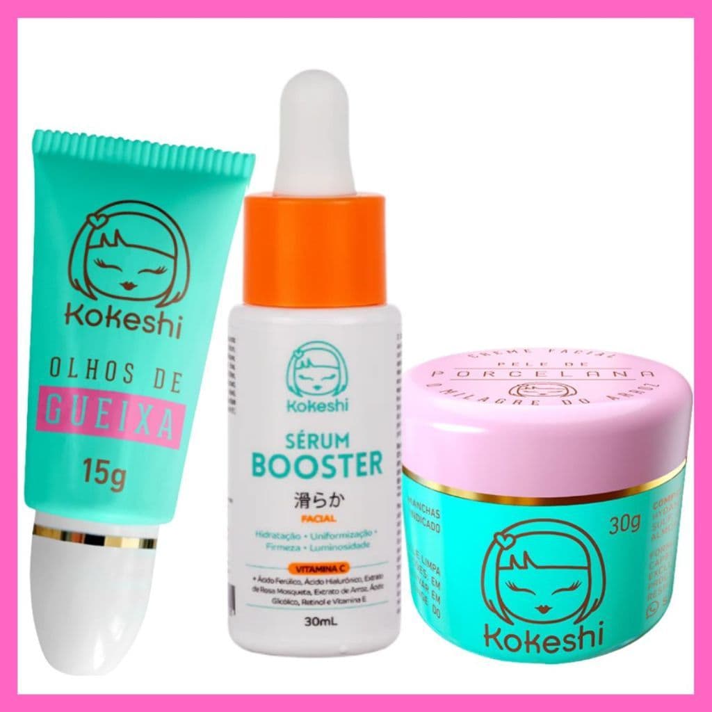 Kit Skincare Renovador Kokeshi – Pele de Porcelana + Olhos de Gueixa + Sérum Vitamina C