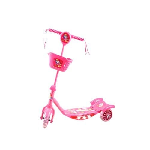 Patinete Infantil 3 Rodas Dobrável Rosa Luz Som Seguro Divertido Leve