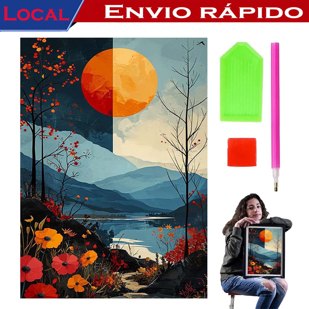 Kit Pintura Diamante DIY Landscape 40x30cm Terapia Artesanal Relaxamento Mental Presente Adulto Descompressão