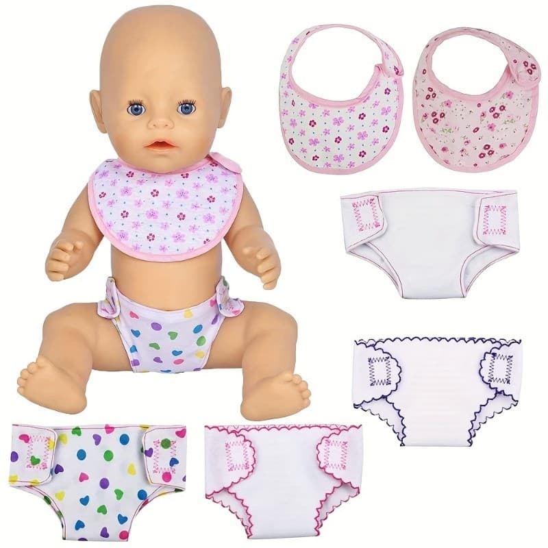 Babadores E Fraldas Para Bonecas , Acessórios Adequados Recém-Nascidas De 14 A 18 Polegadas , Presente De Aniversário , 