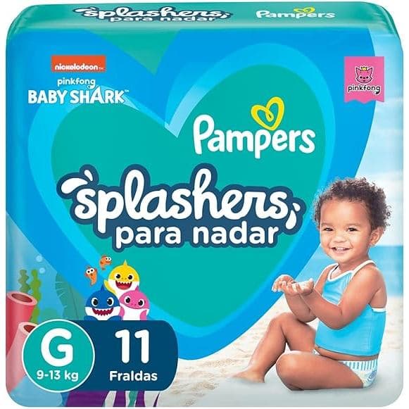 Fralda Pampers Praia e Piscina Splashers Baby Shark G 11 unidades