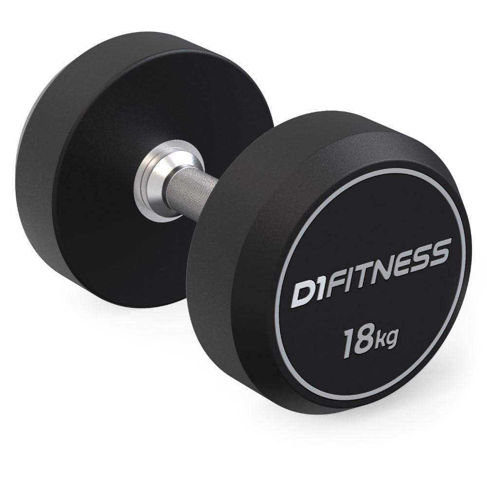 Halter Dumbbell Rubber Elite 18kg Premium Profissional Musculação Academia Treino em Casa