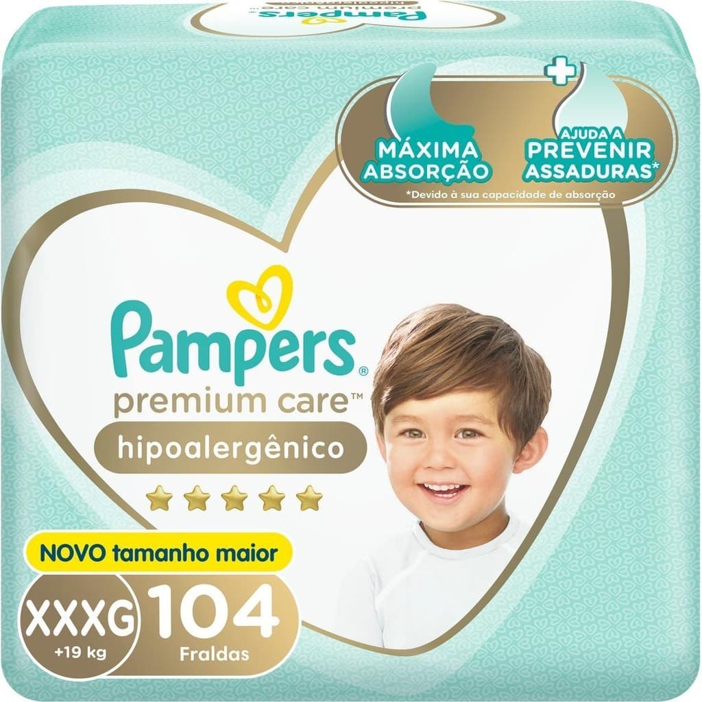 Fralda Pampers Premium Care XXXG Topíssima 104 Fraldas
