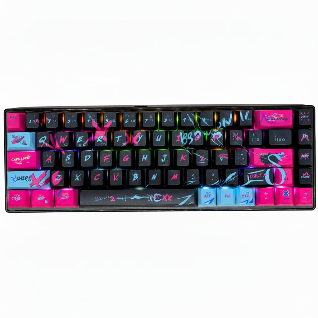 Teclado Mecânico Gamer TKL 68 Teclas 1000Hz AntiGhost 3 em 1 USB Bluetooth Sem Fio