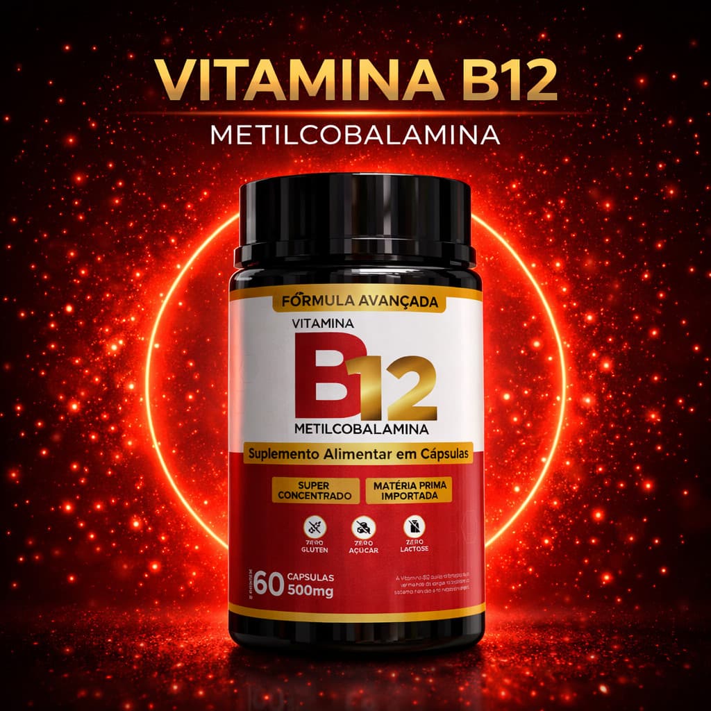 VITAMINA B12 500mg | 60 CÁPSULAS | SUPLEMENTO ALIMENTAR | DISPOSIÇÃO E METABOLISMO | ENVIO RÁPIDO