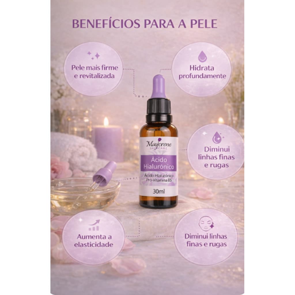 Sérum Facial Ácido Hialurônico 30ml –Hidratante Profundo, Anti-idade, Reduz Linhas Finas e Rugas | Pele Firme e Radiante