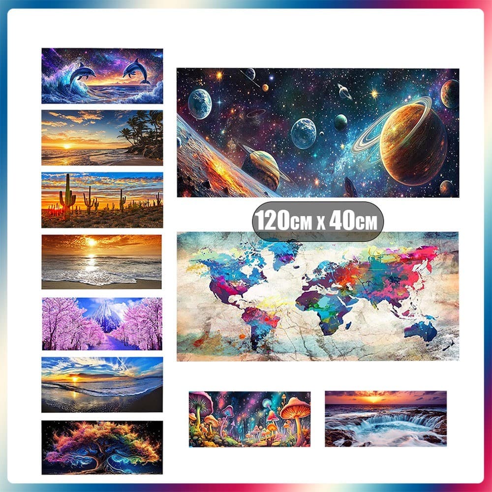 5D Rodada Diamante Pintura 120x40cm Número Gem Art Pintura Artesanal Decoração de Casa Pintura
