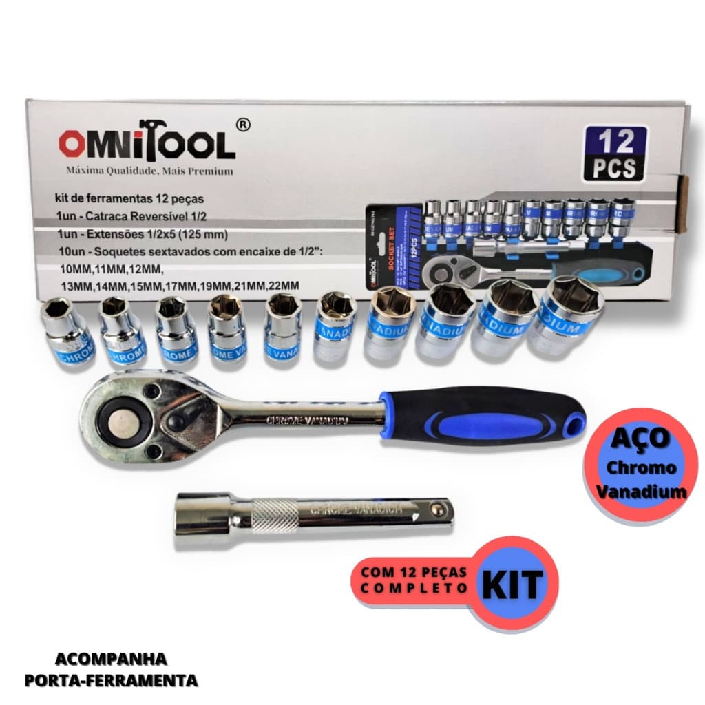 Jogo Soquetes 12 Peças 10 A 22mm Kit De Ferramentas Completo CR-V