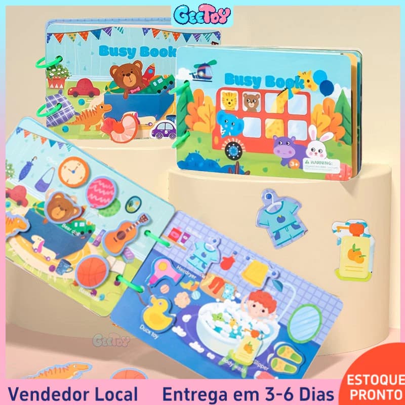 Livro de Atividades Montessori  Quebra-cabeça de Números e Correspondência para Leitura e Colagem, Brinquedo Educativo